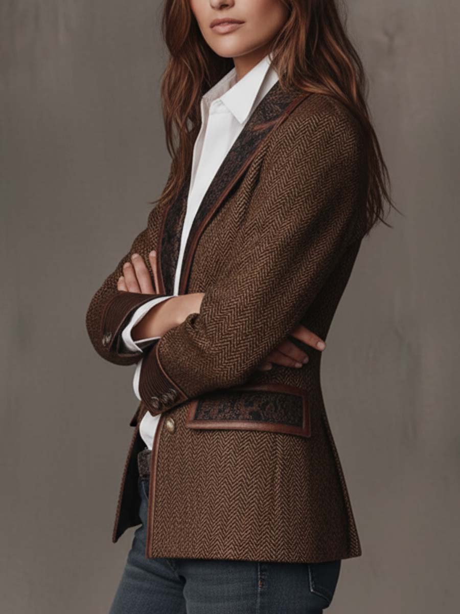 Women’s Herringbone Printed Panel Blazer