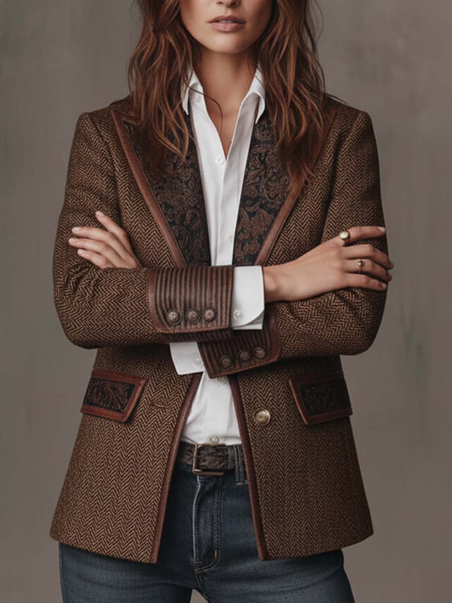Women’s Herringbone Printed Panel Blazer