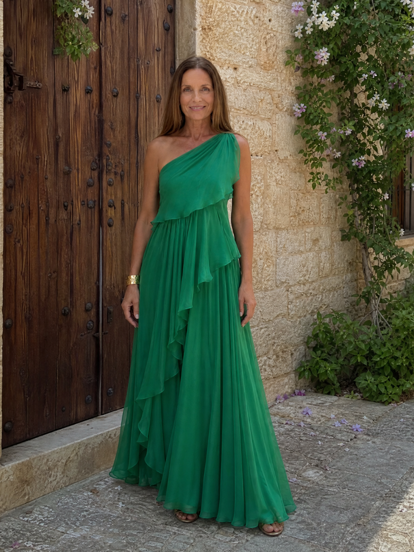 Edith™ | One-Shoulder Chiffon Maxi Dress