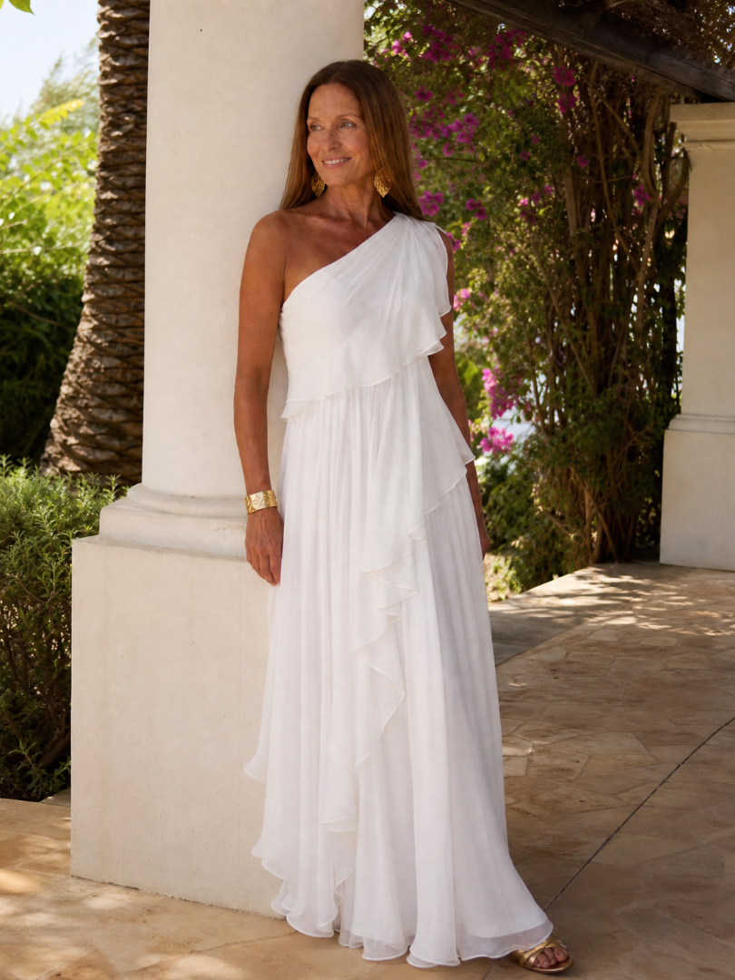 Edith™ | One-Shoulder Chiffon Maxi Dress