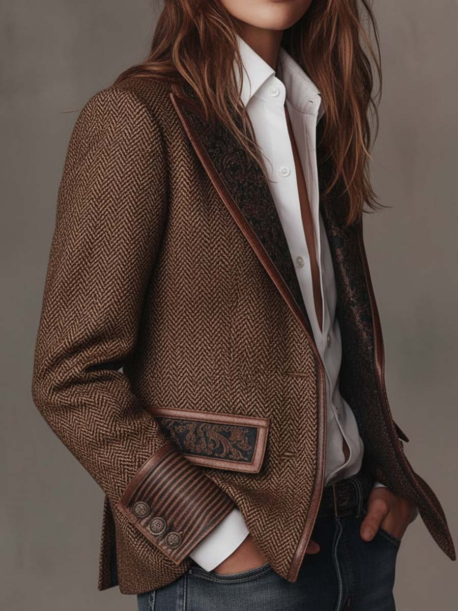 Women’s Herringbone Printed Panel Blazer