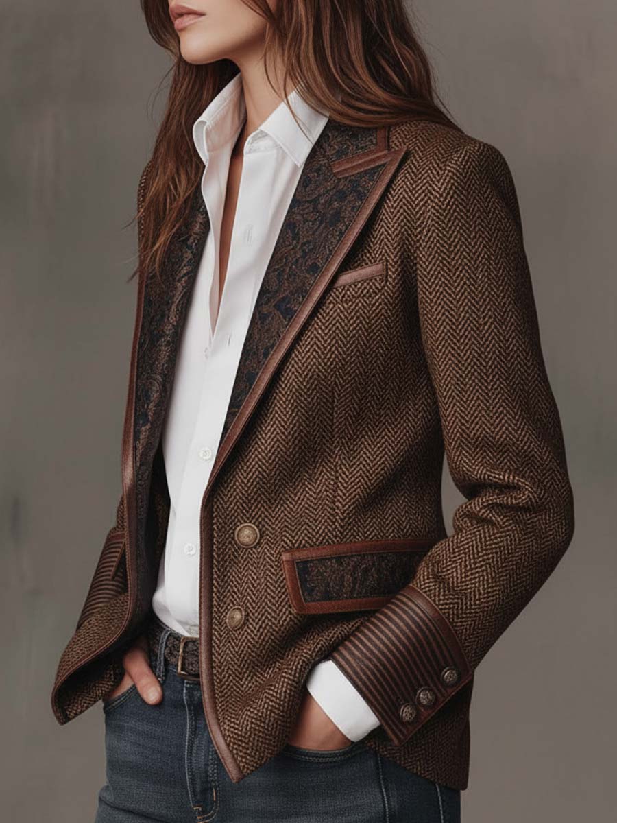Women’s Herringbone Printed Panel Blazer