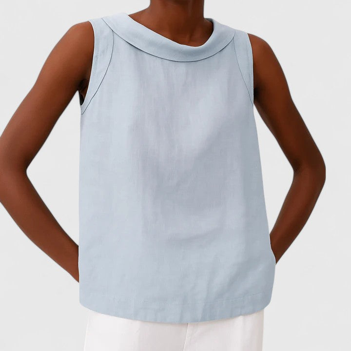 Anastine | Elegant Top with Roll Collar