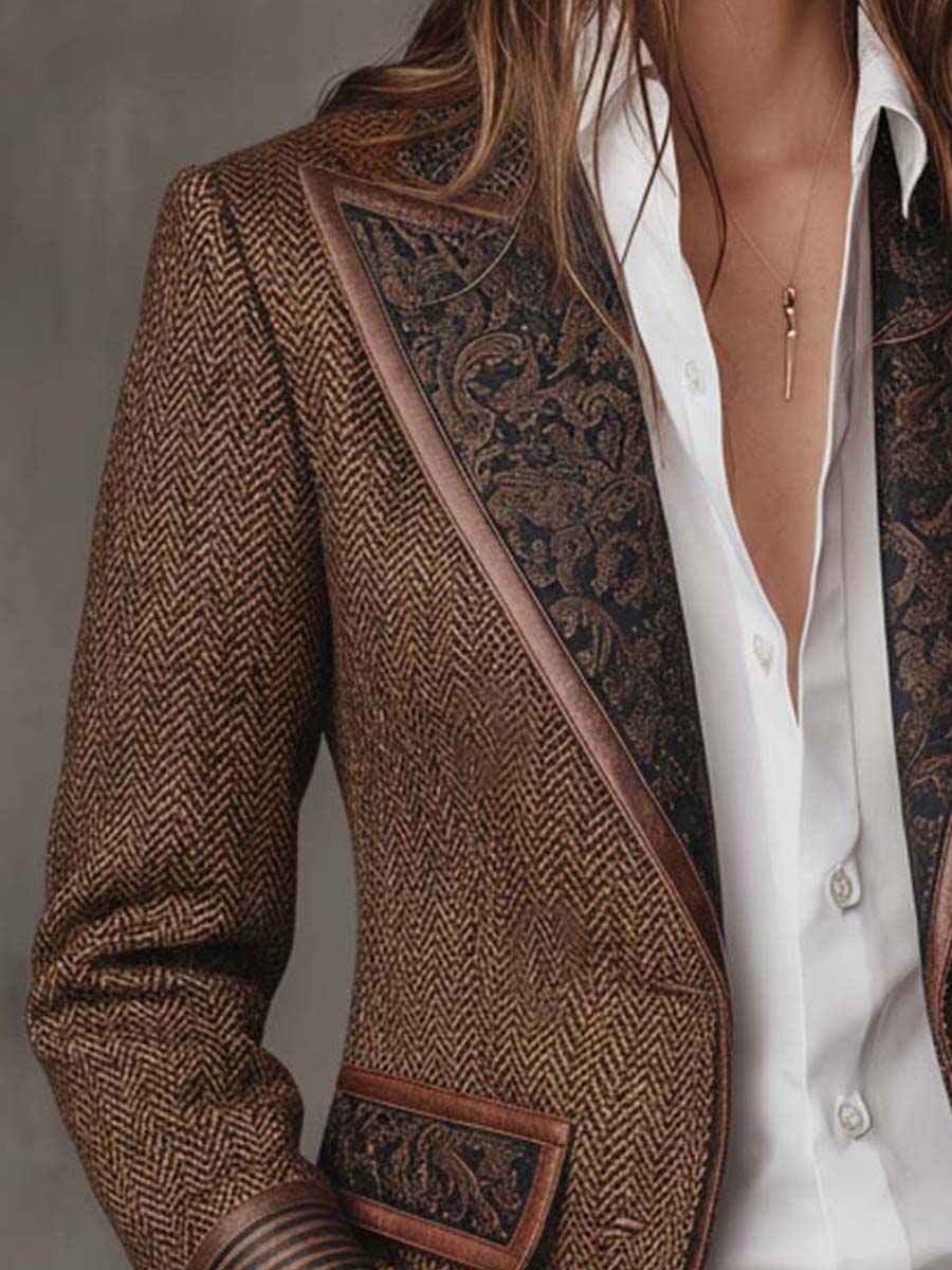 Women’s Herringbone Printed Panel Blazer