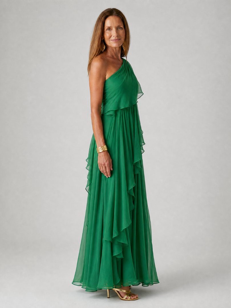 Edith™ | One-Shoulder Chiffon Maxi Dress