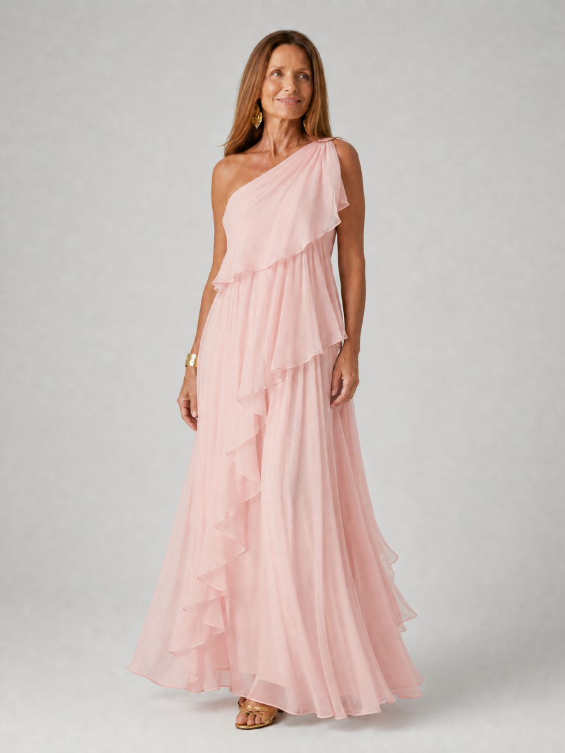 Edith™ | One-Shoulder Chiffon Maxi Dress