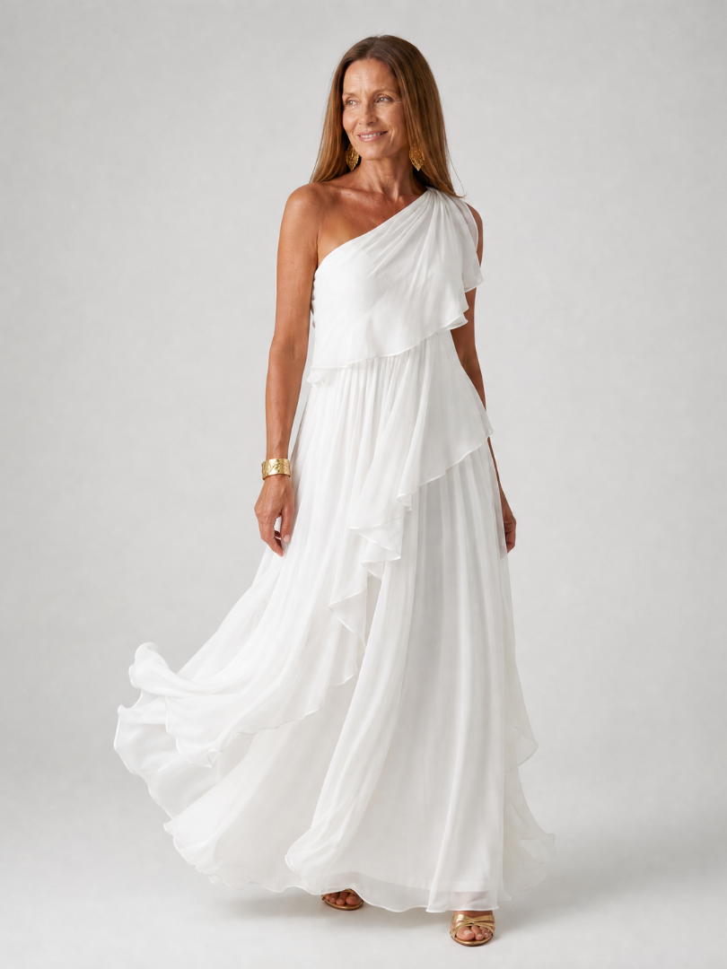 Edith™ | One-Shoulder Chiffon Maxi Dress