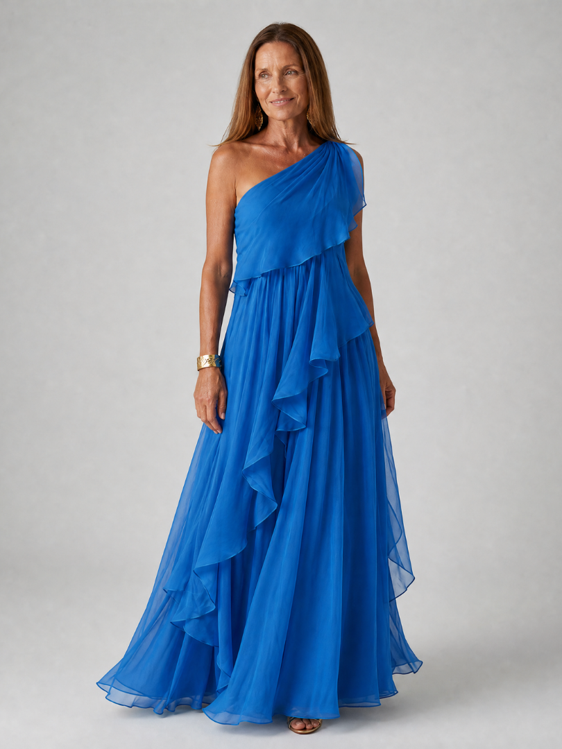 Edith™ | One-Shoulder Chiffon Maxi Dress