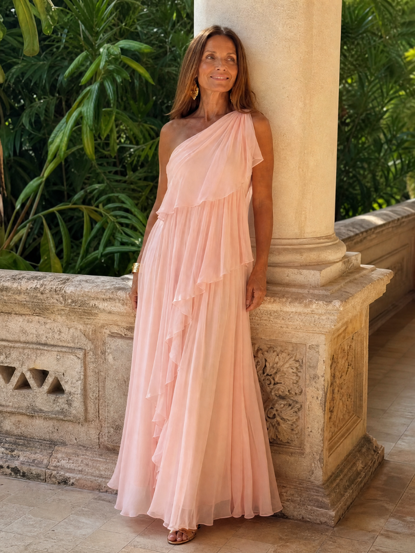 Edith™ | One-Shoulder Chiffon Maxi Dress