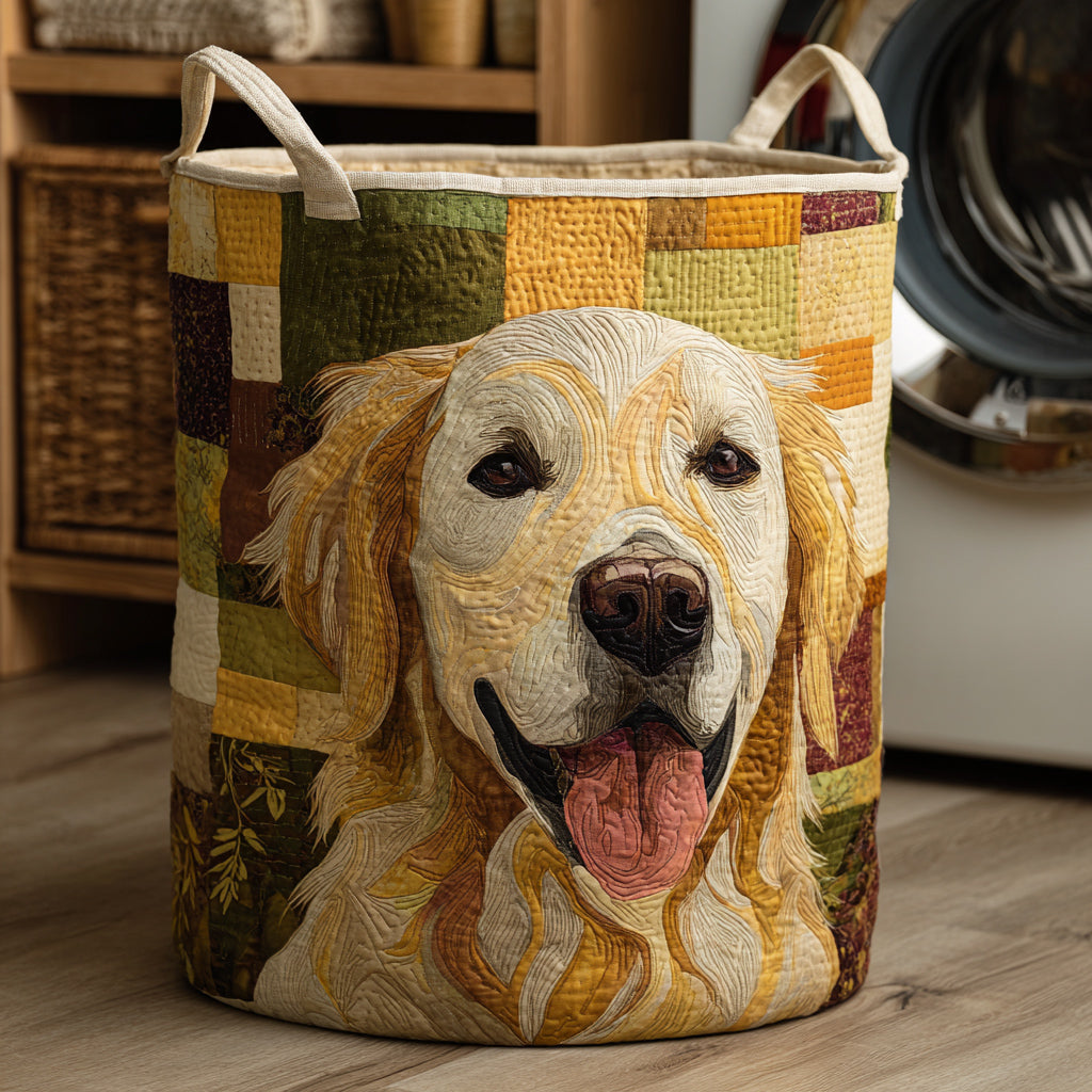 Happy Golden Retriever Laundry Basket