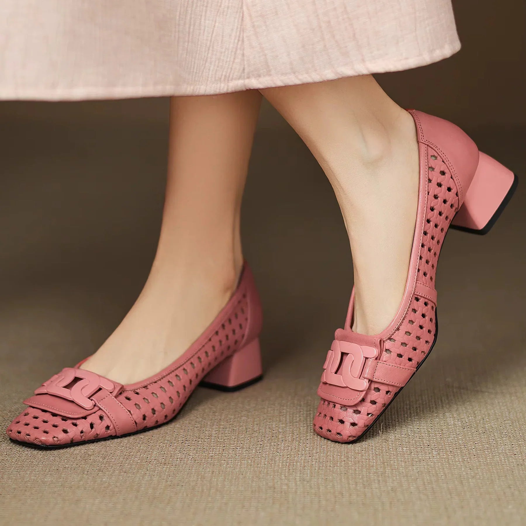 Solea Woven Leather Heels