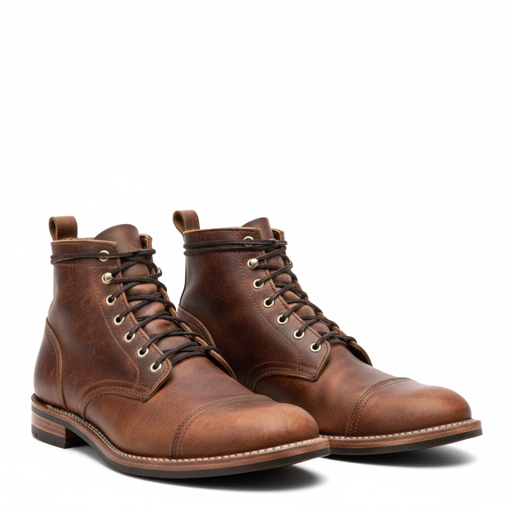 Damien Laurent | Vintage Leather Lace-Up Boots For Men