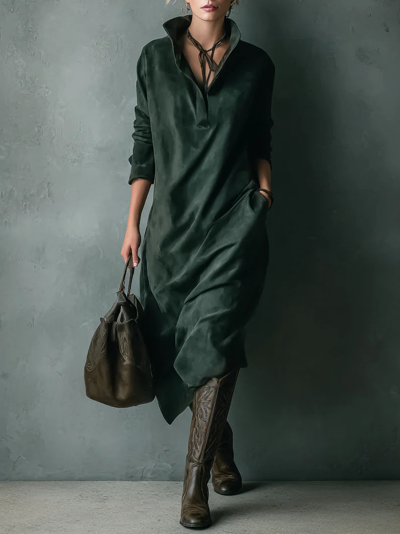 Elvira™ Relaxed Velvet Dress with Pockets