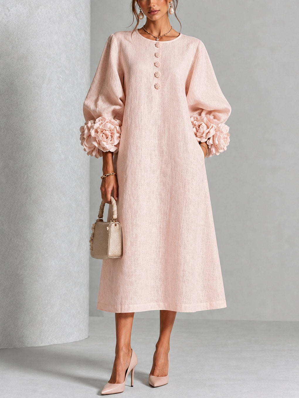 LILI | ELEGANT FLORAL MIDI DRESS