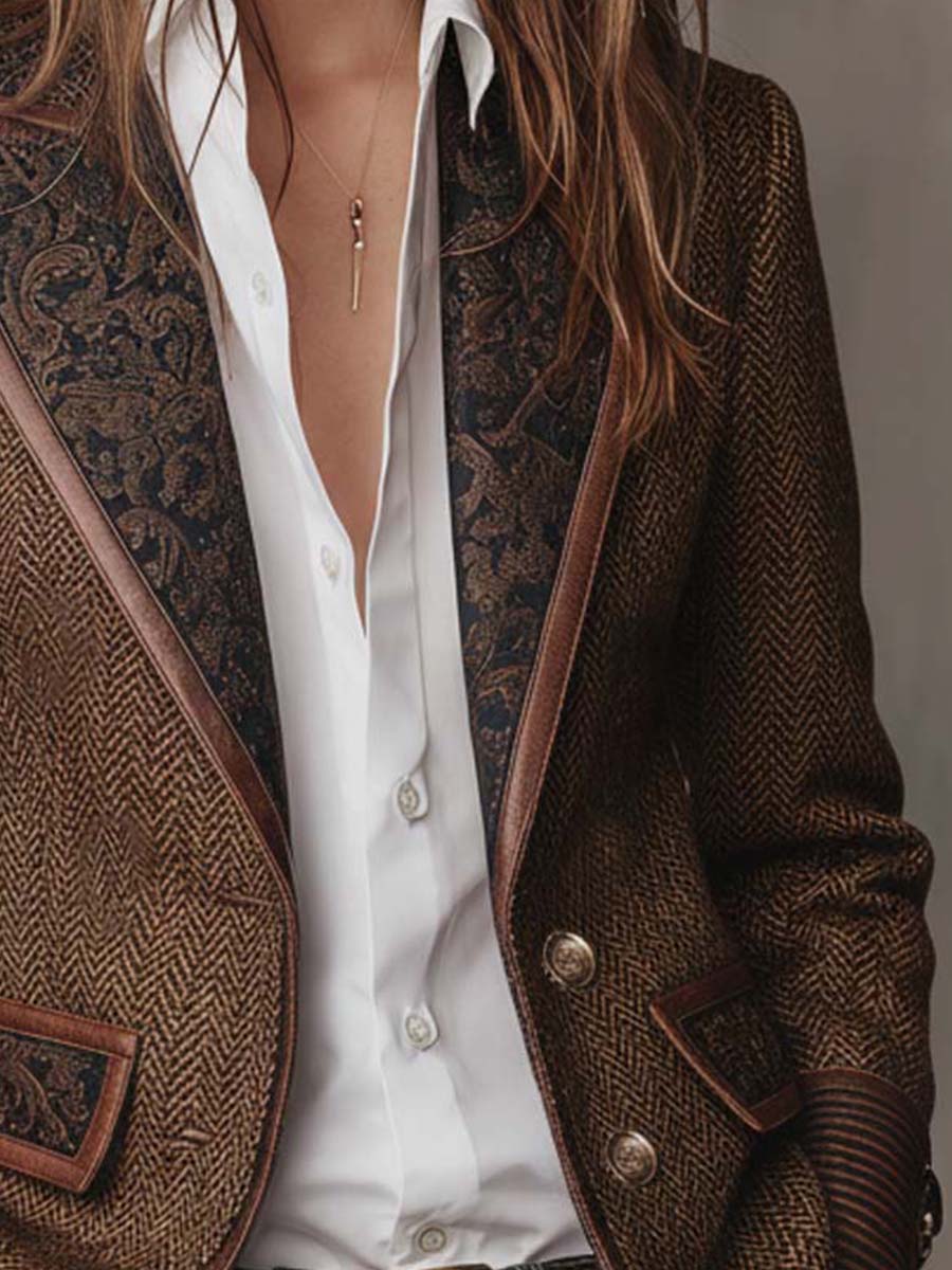 Women’s Herringbone Printed Panel Blazer