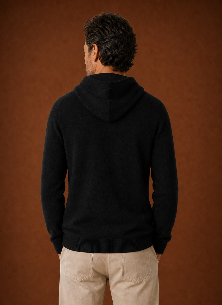 Men's Cashmere-Look Hooded Sweater - Knitted Pullover