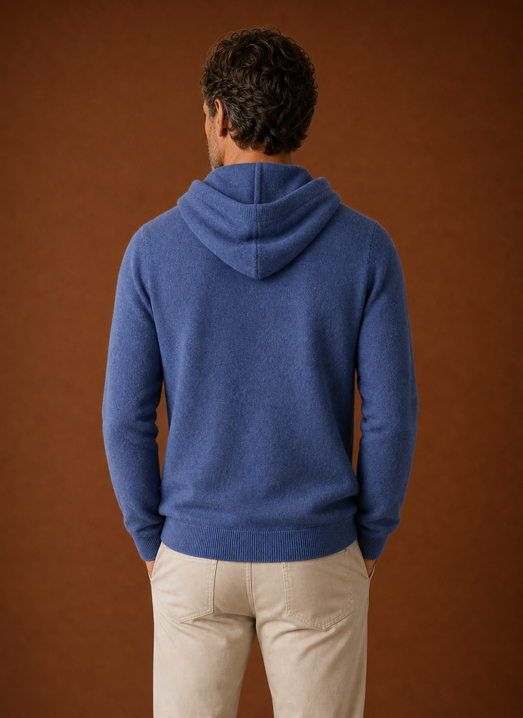 Men's Cashmere-Look Hooded Sweater - Knitted Pullover