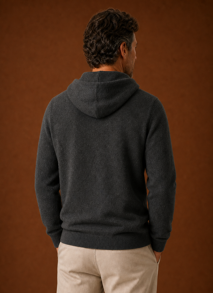 Men's Cashmere-Look Hooded Sweater - Knitted Pullover