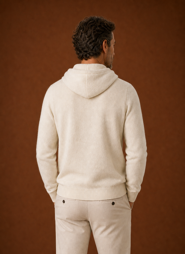 Men's Cashmere-Look Hooded Sweater - Knitted Pullover