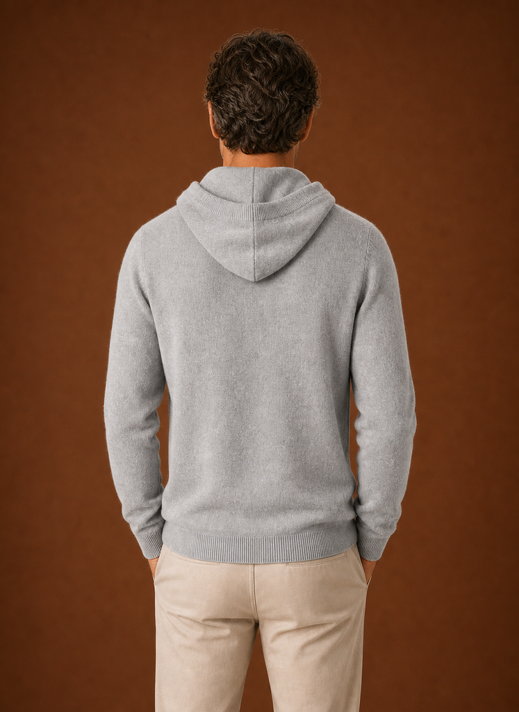 Men's Cashmere-Look Hooded Sweater - Knitted Pullover