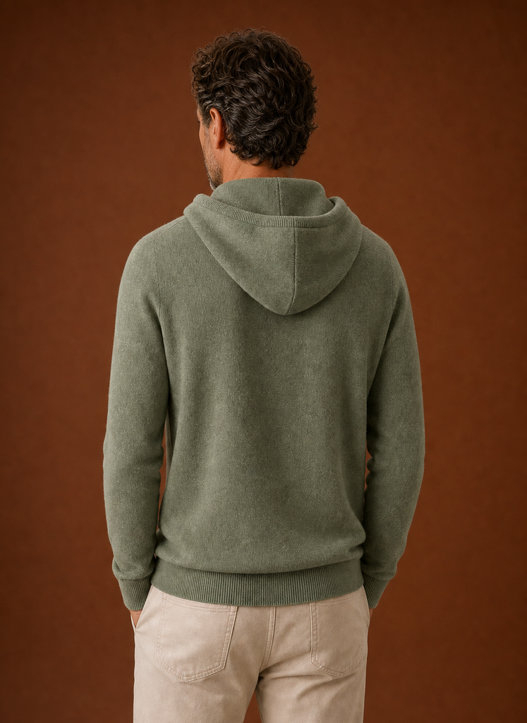 Men's Cashmere-Look Hooded Sweater - Knitted Pullover